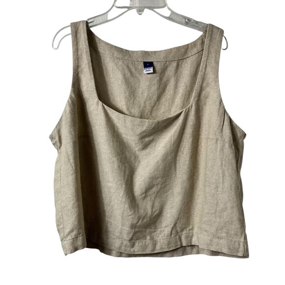 2/$15 Old Navy Linen‎ Blend Cropped Tank L Lagenlook (2812) - Picture 1 of 2